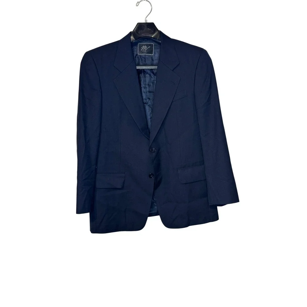 Emenegildo Zegna Women's Blazer‎ Jacket Wool 2-Button Lined Ventless Navy Sz. 42